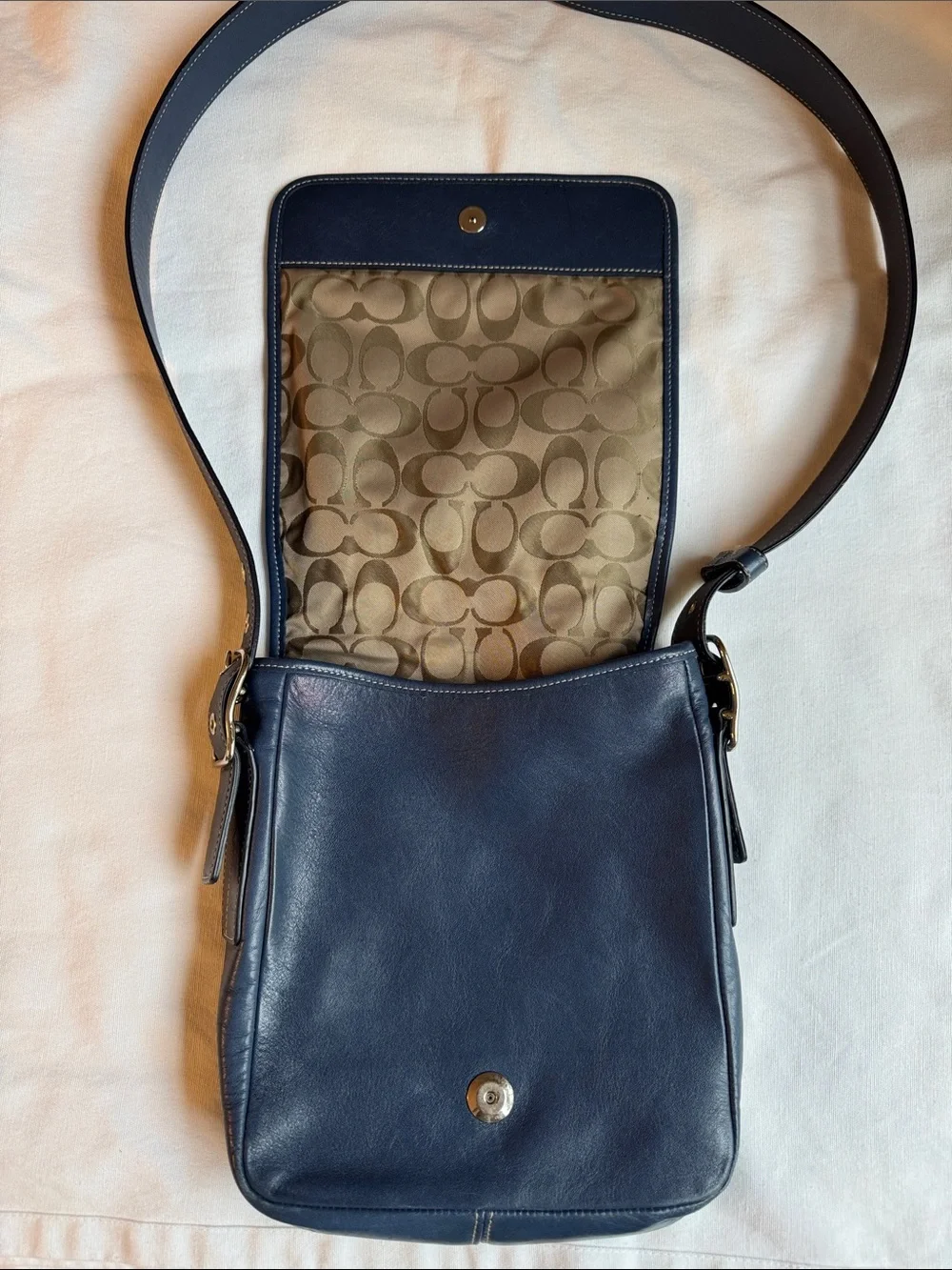 Coach Vintage Blue Leather Messenger Crossbody 9335 - Picture 2 of 10